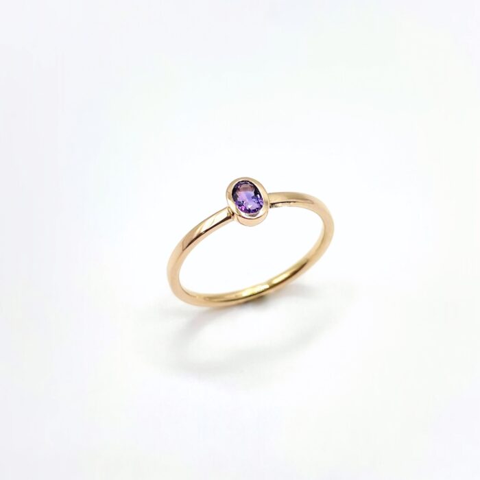 ATELIER WAGNER ROSEGOLDRING MIT OVALEM AMETHYST - R-AMET-OVAL-57-R7
