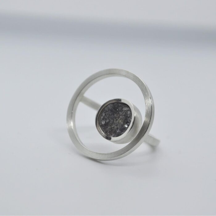 DOPPELLUDWIG RING "EINGERAHMT" MIT RUTILQUARZ - DL-R-RAHM-RUTIL-AG