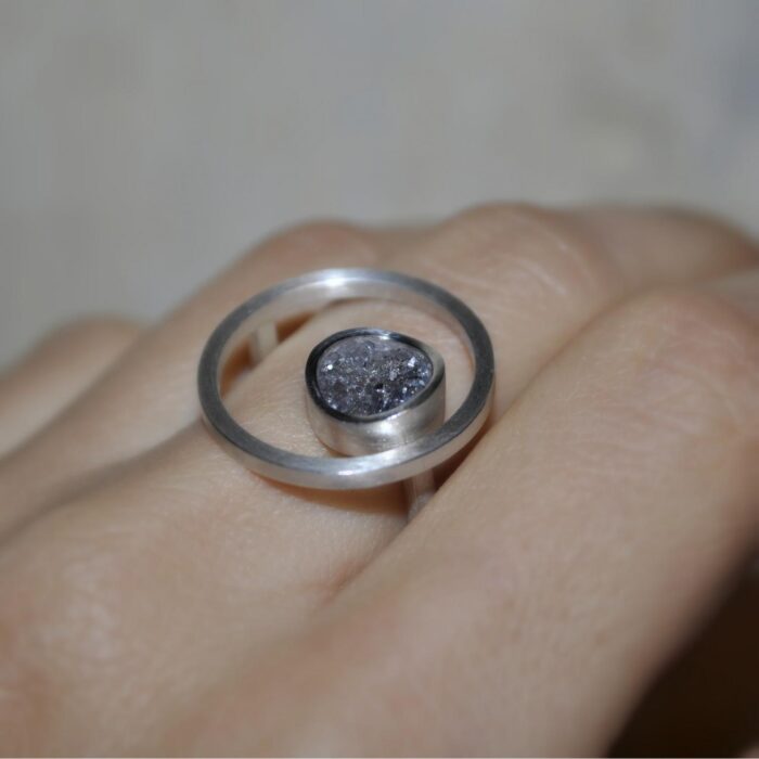 DOPPELLUDWIG RING "EINGERAHMT" MIT RUTILQUARZ - DL-R-RAHM-RUTIL-AG