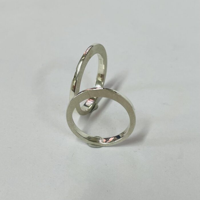DOPPELLUDWIG RING "VEFORMT" MIT SCHW DIA - DL-R-FORM-DIA-AG