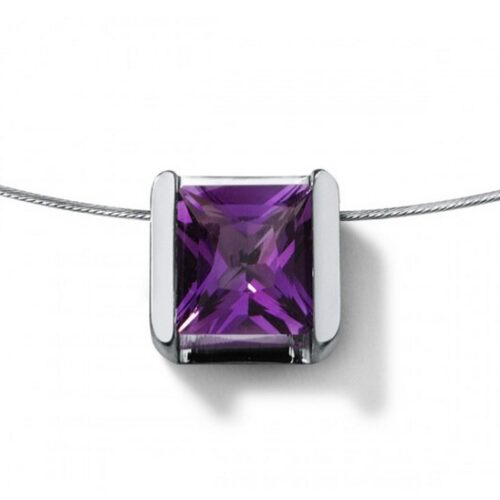 HUMPHREY FARBEDELSTEIN COLLIER CUBE 5, EDELSTAHL, AMETHYST - FSKTA5x5-AM-42-45