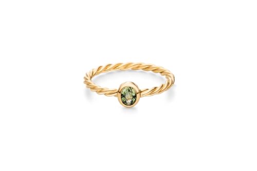 ATELIER WAGNER GEKORDELTER RING MIT DEMANTOID - R-TriKord-Demant-GG7-54