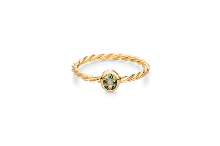 ATELIER WAGNER GEKORDELTER RING MIT DEMANTOID - R-TriKord-Demant-GG7-54