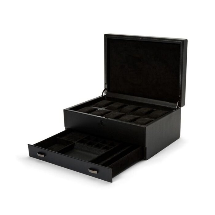 WOLF 1834 BRITISH RACING 10 PIECE WATCH BOX WITH STORAGE - 792802