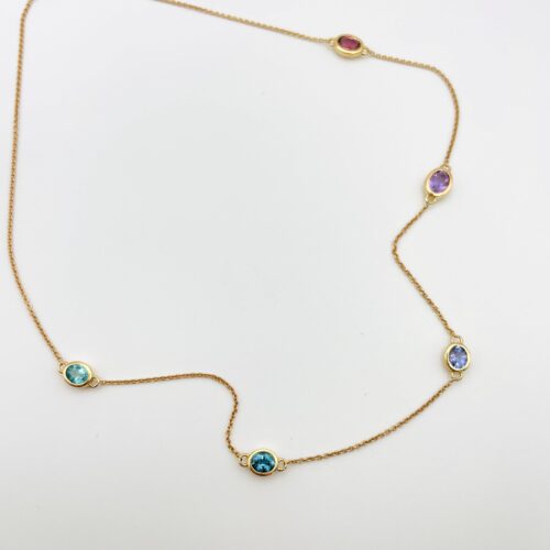 ATELIER WAGNER COLLIER MIT 5 OVALEN BUNTEN STEINEN - H-OVAL-BUNT-R7