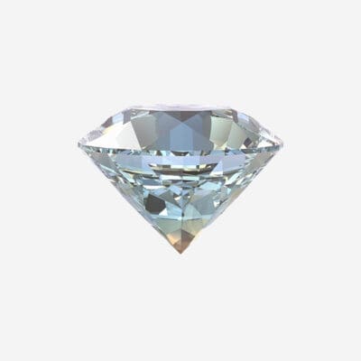 Ein fein geschliffener, funkelnder Diamant mit vielen Facetten vor einem schlichten weißen Hintergrund. Der durchscheinende Edelstein reflektiert das Licht in verschiedenen Farben und zeigt so seine Klarheit und Brillanz. Ein Beispiel, das Sie in jedem ausführlichen Schmucklexikon finden können.