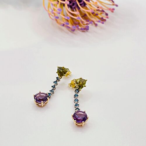 ATELIER WAGNER OHRHÄNGER MIT BUNTEN STEINEN - O-BUNT-G7-W7-R7