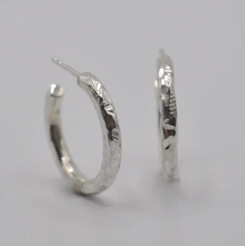 DOPPELLUDWIG OHRRINGE "BEEINDRUCKT" AUS SILBER - DL-O-DRUCK-AG