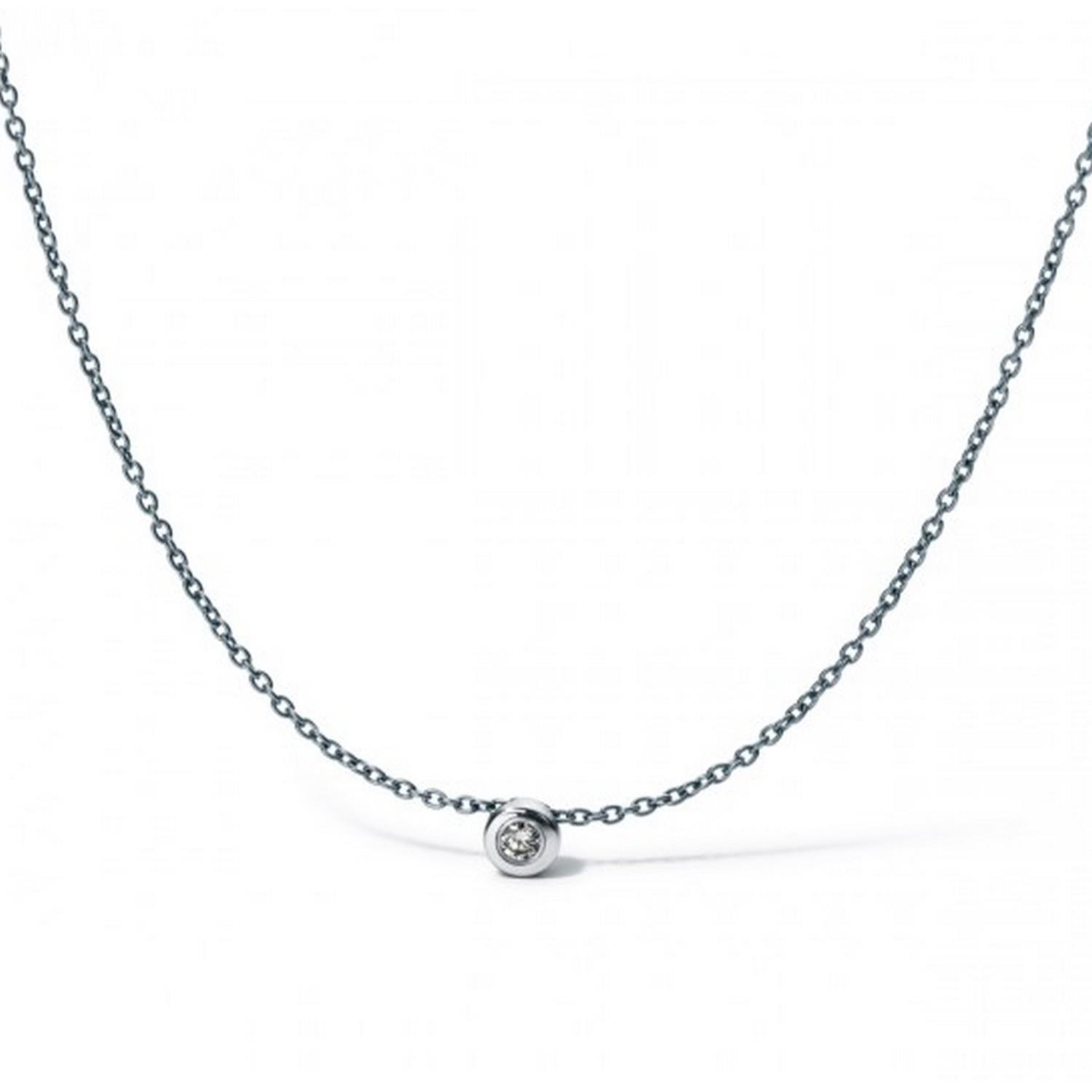 HUMPHREY DIAMANTCOLLIER RUND, EDELSTAHL ANKERKETTE 0,9 MM - DSKTA02RD-BT03-42