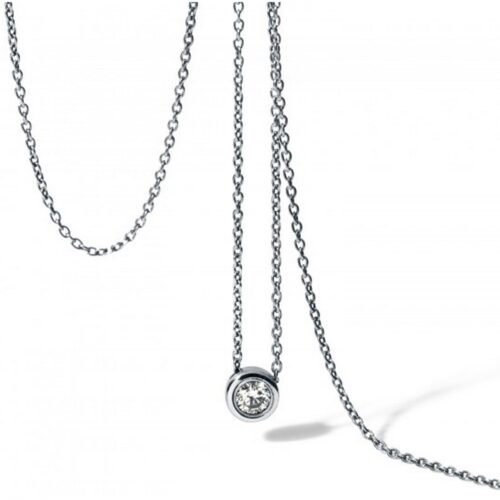 HUMPHREY DIAMANTCOLLIER RUND, EDELSTAHL ANKERKETTE 0,9 MM - DSKTA02RD-BT10-42