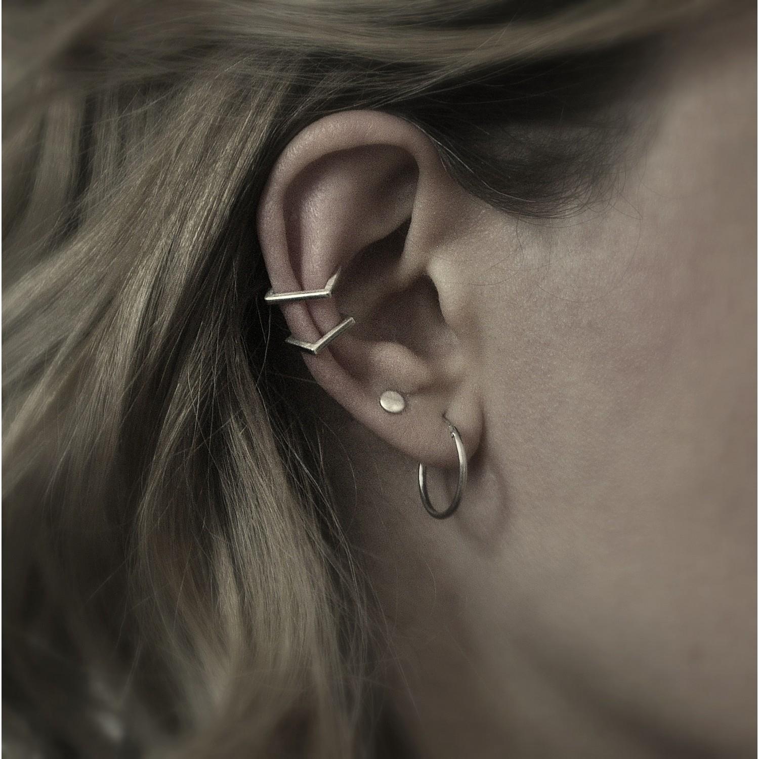 DOPPELLUDWIG EARCUFF "AUSGESPART" AUS SILBER - DL-O-CUFF-AG