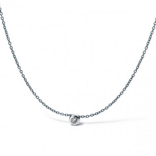 HUMPHREY DIAMANTCOLLIER RUND, EDELSTAHL ANKERKETTE 0,9 MM - DSKTA02RD-BT03-45