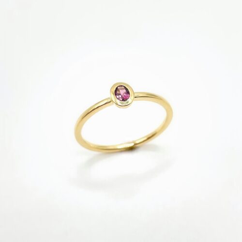 ATELIER WAGNER GELBGOLDRING MIT ROSA TURMALIN - R-TURMROSA-OVAL-58-G7