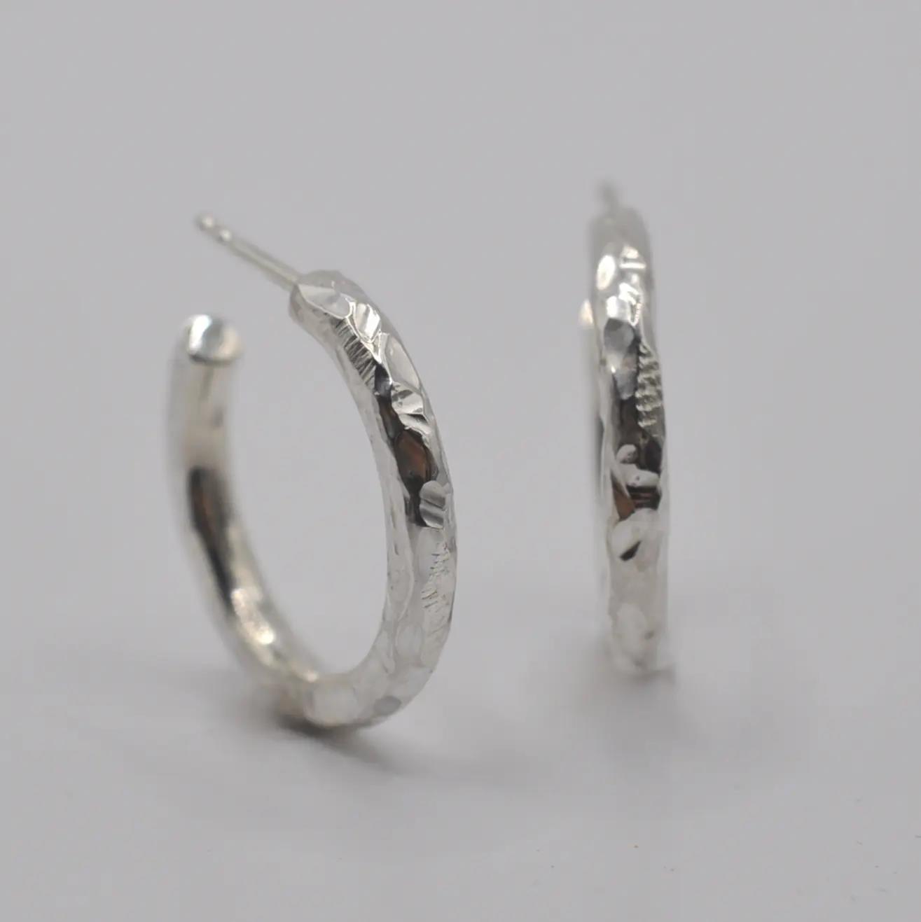 DOPPELLUDWIG OHRRINGE "BEEINDRUCKT" AUS SILBER - DL-O-DRUCK-AG