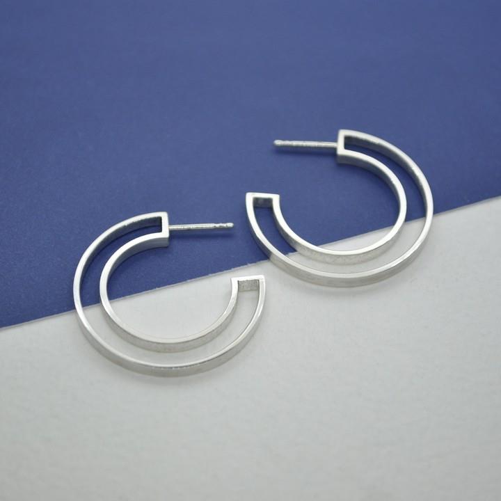 DOPPELLUDWIG OHRRINGE KANALISIERT AUS SILBER - DL-O-KANAL-AG