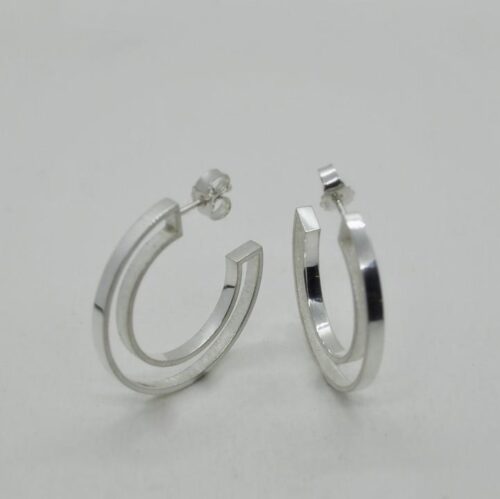 DOPPELLUDWIG OHRRINGE KANALISIERT AUS SILBER - DL-O-KANAL-AG