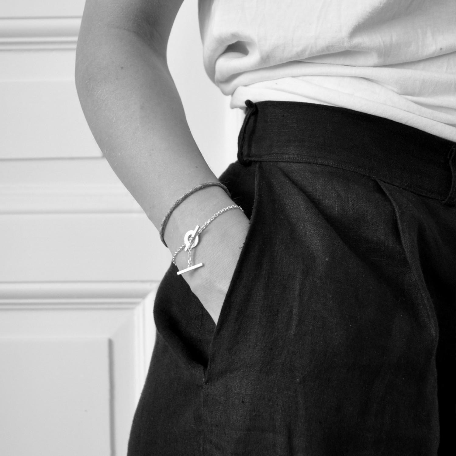 DOPPELLUDWIG ARMBAND "GEKNEBELT" AUS SILBER - DL-A-KETT-KNEB-AG