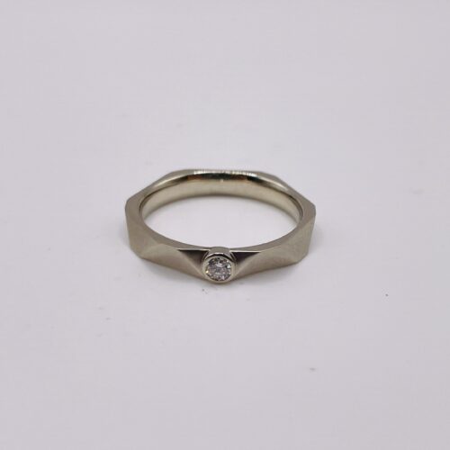 DOPPELLUDWIG RING "VERKANTET" MIT BRILLANT - R26-1403-1